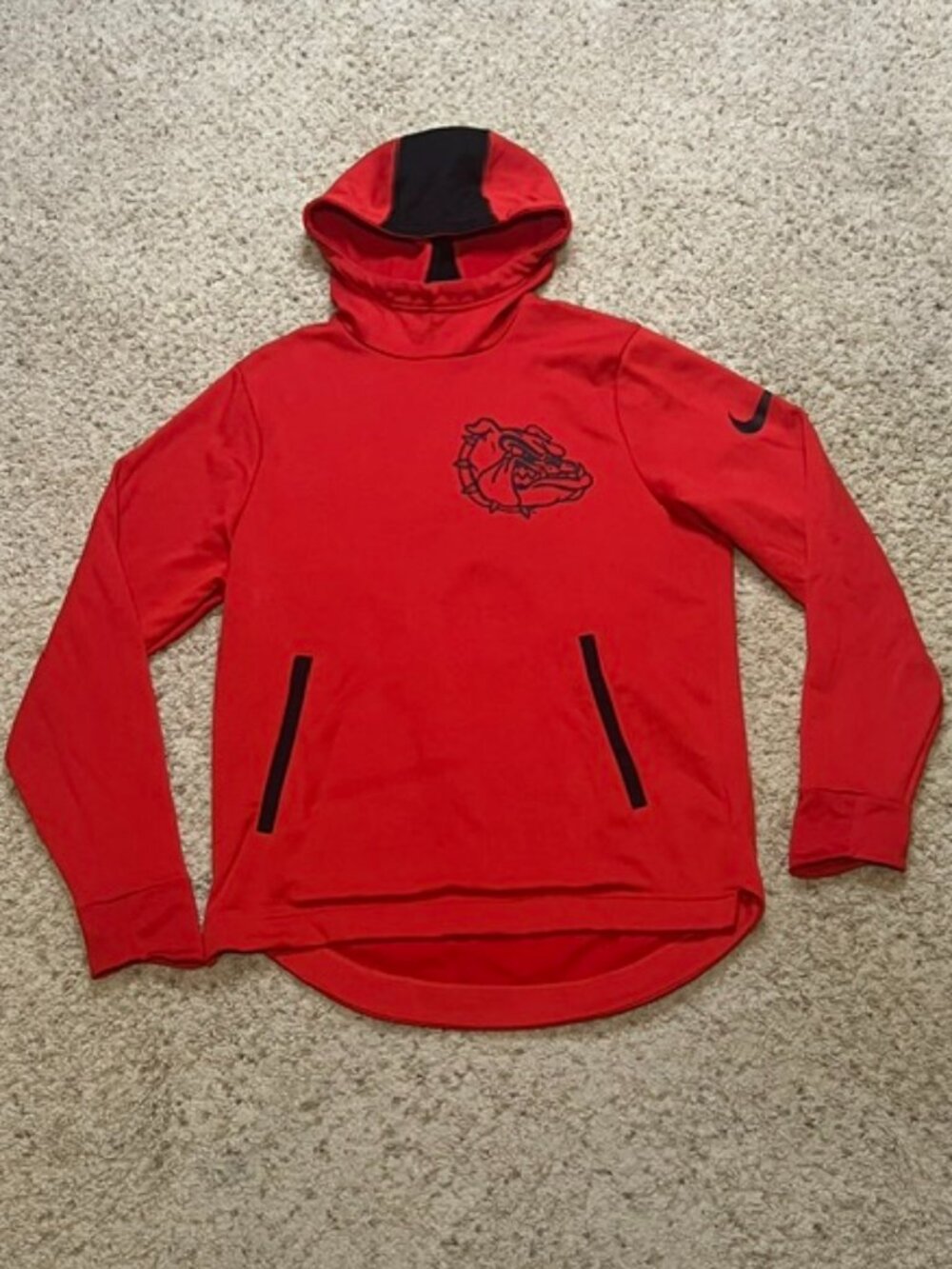 Gonzaga Bulldogs Nike Dri Fit Men Red Fleece Scuba Hoodie Size Medium M EUC